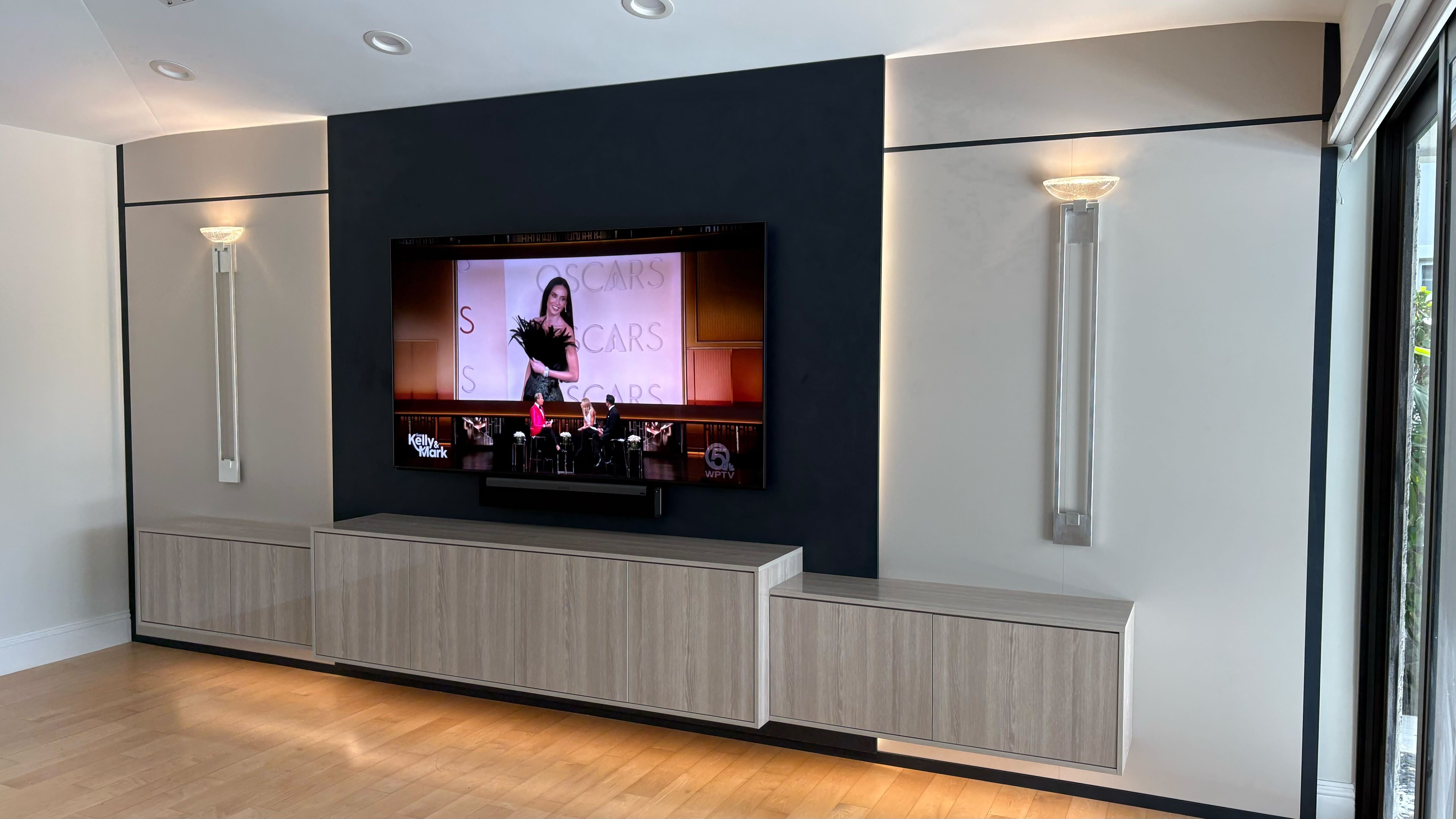 Custom media wall, right angle