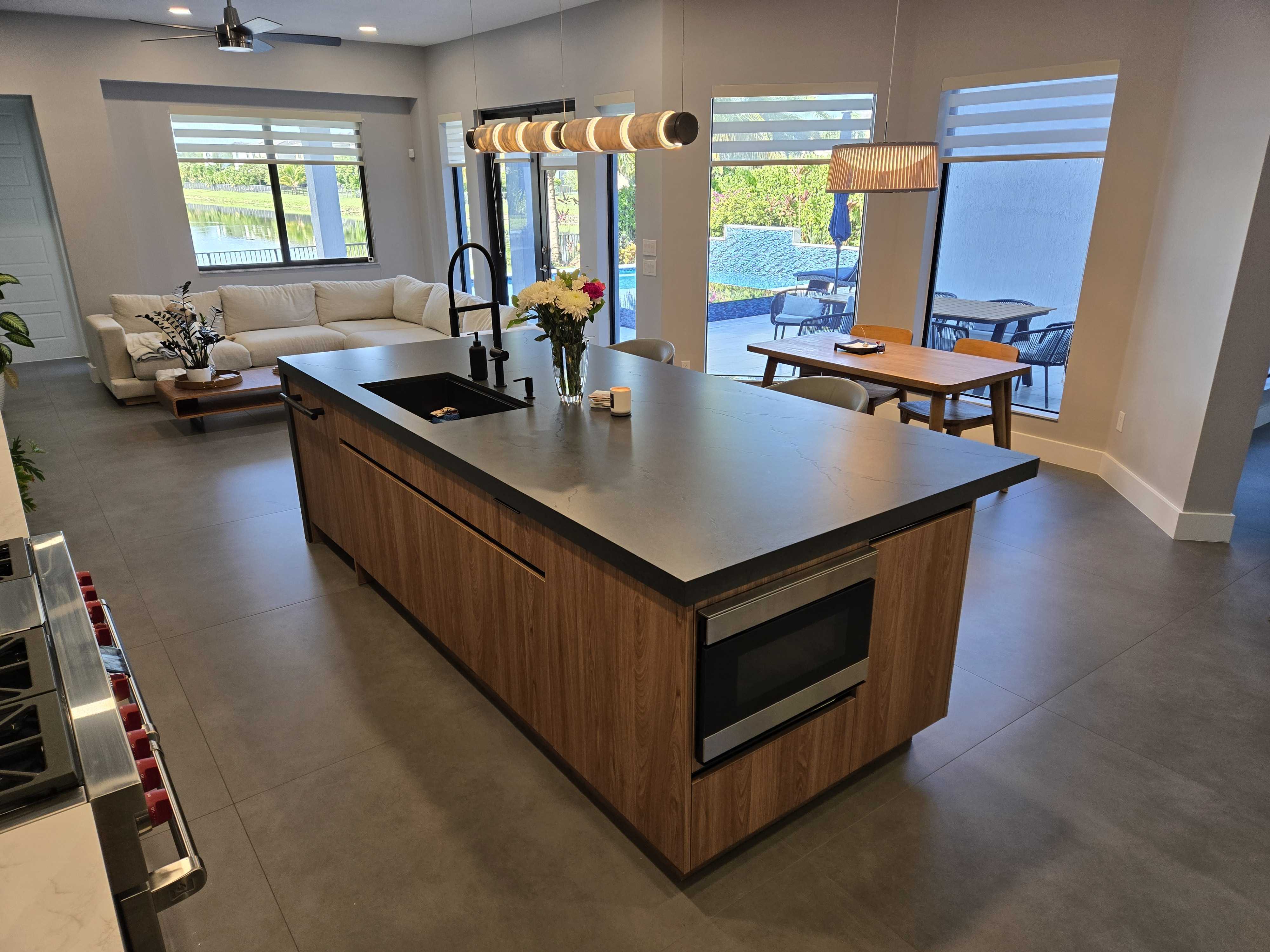 Charcoal kitchen reverse island view