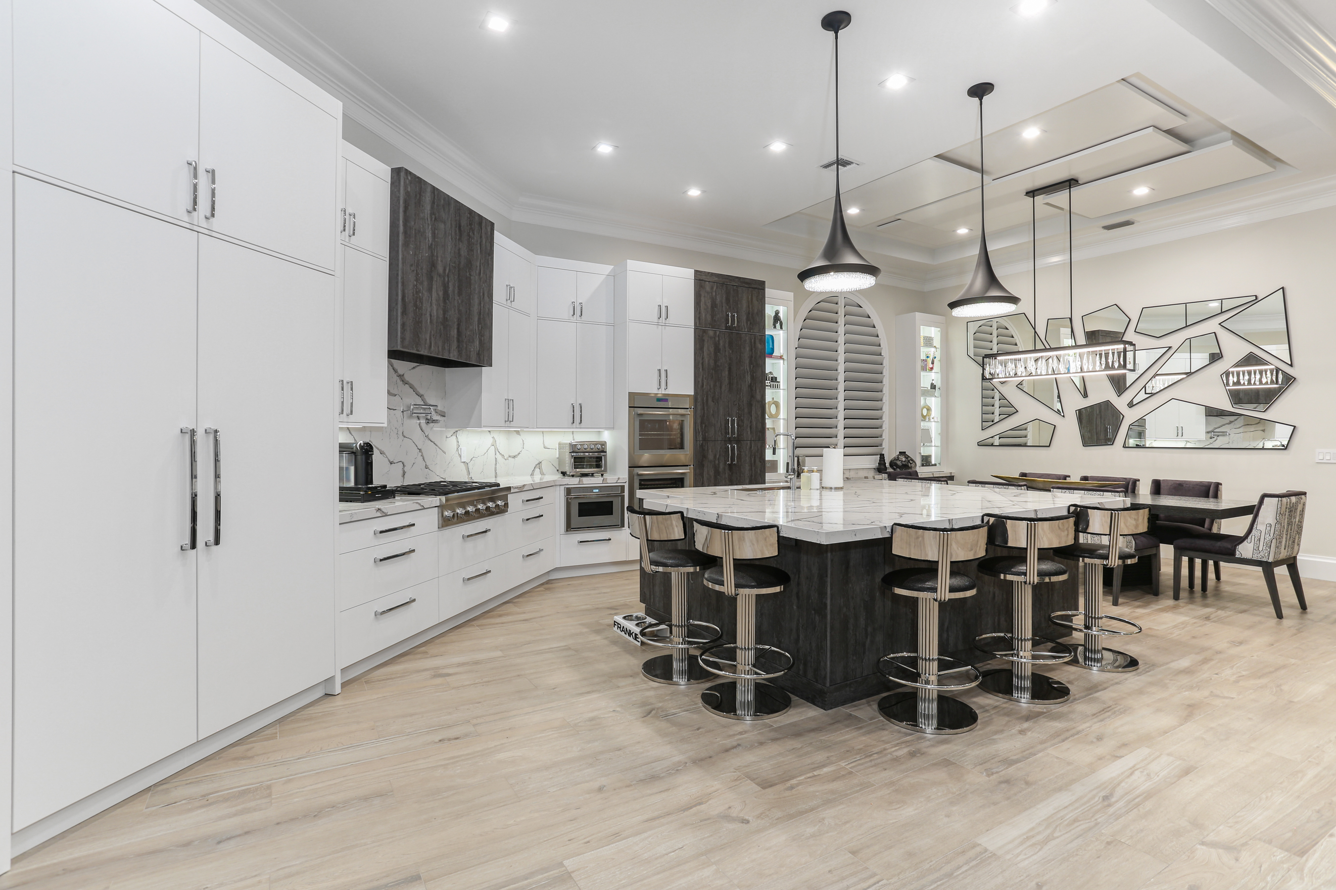 Kitchen island and dining area
